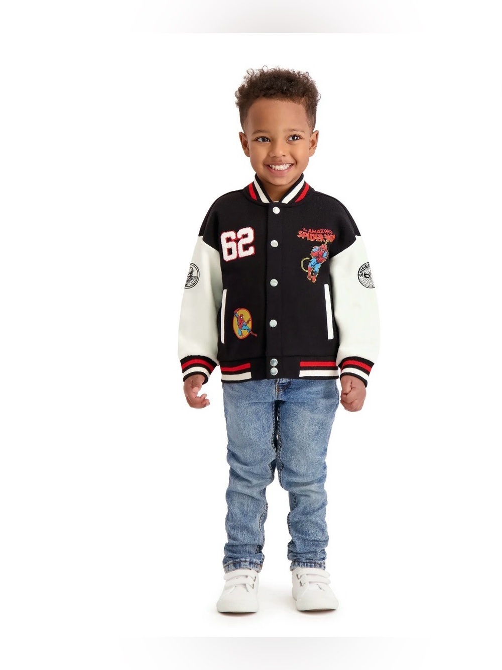 Marvel Spiderman Toddler Boys Jacket - Size 4T Bomber Varsity Black NWT